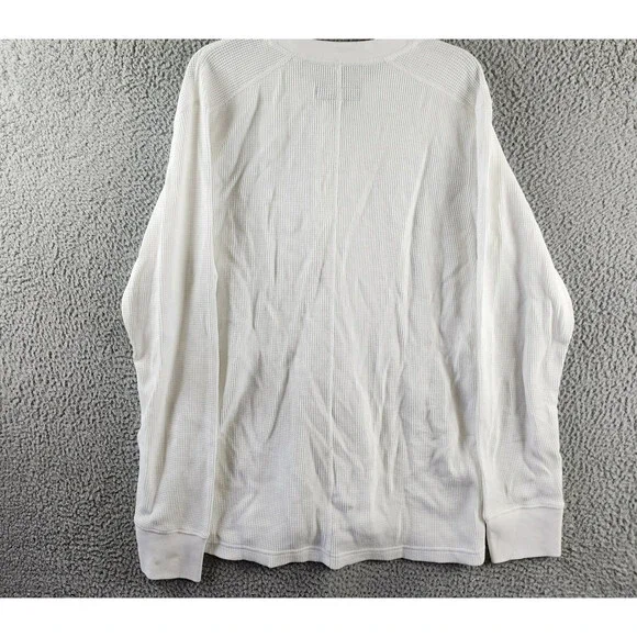 rag & bone Waffle Knit Henley Top Men's XL White Solid Long Sleeve Pullover - Picture 13 of 15